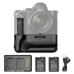 neewer vertical battery grip replacement for sony vg-c2em, compatible with sony a7 ii a7s ii and a7r ii cameras with 2 pieces 7.4v 1100mah np-fw50 rechargeable li-ion batteries and dual charger