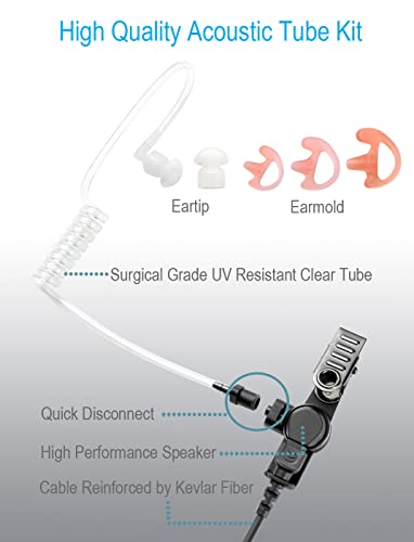 Single Wire Earpiece with Reinforced Cable for Motorola Radios BRP40 CP200 CP200D CP185 CLS1410 CLS1110 DTR650 RDU2020 RDU4100 RDU4160D RDU2080D RMU2040 RMU2080D CLS RDU RMM RMU,Acoustic Tube Headset