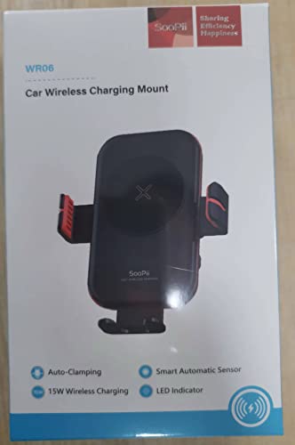 SooPii Wireless Car Charger Mount, 15W Qi Fast Charging, Auto-Clamping,2 Styles Air Vent Phone Holder Included, Compatible with iPhone 13/12/11,Samsung S21/S20 and Others