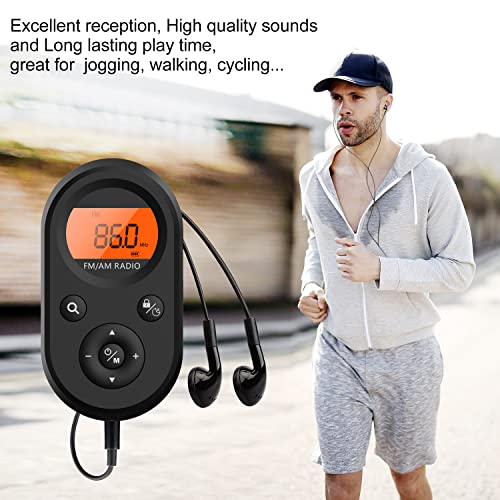 AM FM Portable Radio,Personal Pocket Radio Rechargeable with Best Reception,Long Battery Life,Stereo Earphone,Small Digital Transistor Radios for Hiking,Walking,Jogging