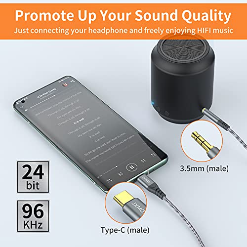 JXMOX USB C to 3.5mm Audio Aux Jack Cable (4ft), Type C to 3.5mm Headphone Car Stereo Cord Compatible with Samsung Galaxy S23 S22 S21 S20+ Ultra Note 20 10 Plus,Google Pixel 3 4 5 XL,iPad Pro 2018