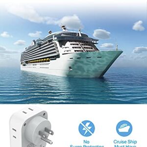 USB Wall Charger, USB Plug Adapter Outlet Extender, TESSAN 3 USB Hub (1 USB C Port), Multi Charging Station for Cruise, Bathroom, Office, Dorm Essentials