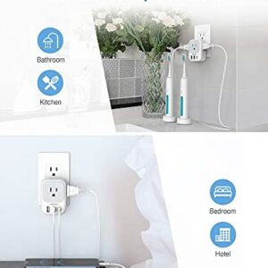 USB Wall Charger, USB Plug Adapter Outlet Extender, TESSAN 3 USB Hub (1 USB C Port), Multi Charging Station for Cruise, Bathroom, Office, Dorm Essentials