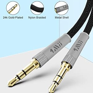 1mii Audio Cable 3.5mm Male to Male, (6.5ft) Nylon Braided Auxiliary Aux Cord, Audiophile Level Hi-Fi Sound for Car/Home Stereos, Speakers and Audio Device with 3.5 mm Aux Port