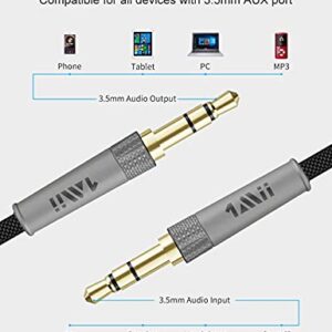 1mii Audio Cable 3.5mm Male to Male, (6.5ft) Nylon Braided Auxiliary Aux Cord, Audiophile Level Hi-Fi Sound for Car/Home Stereos, Speakers and Audio Device with 3.5 mm Aux Port