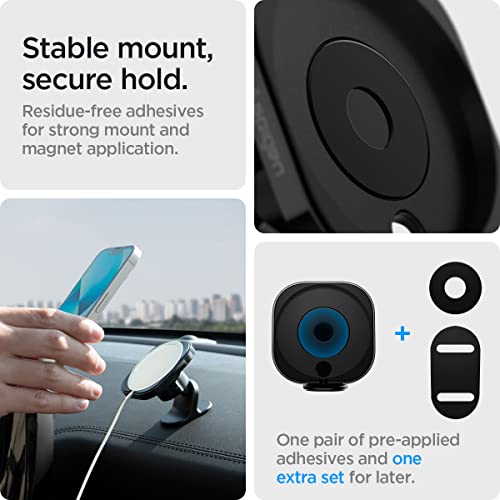 Spigen Mag Fit Phone Holder Dashboard Car Mount Designed for Magsafe (2022 Updated Design)(Charger Not Included)(Requires USB-C Car Charger)