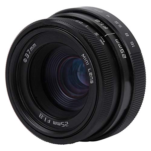 25Mm F1.8 Lens, CCTV C Mount Wide Angle Lens, 2.36 * 2.36 * 1.26 Black for Sony Nex Camera Indoor(Black)