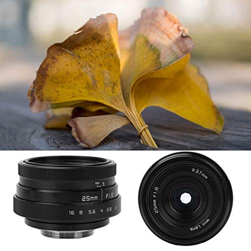 25Mm F1.8 Lens, CCTV C Mount Wide Angle Lens, 2.36 * 2.36 * 1.26 Black for Sony Nex Camera Indoor(Black)