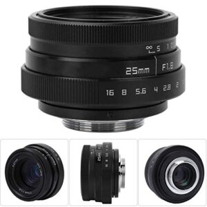 25Mm F1.8 Lens, CCTV C Mount Wide Angle Lens, 2.36 * 2.36 * 1.26 Black for Sony Nex Camera Indoor(Black)