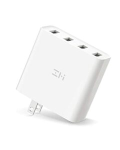 zmi powerplug 4-port 35w usb wall charger power adapter, portable with foldable prongs for iphone, ipad, samsung galaxy, and more