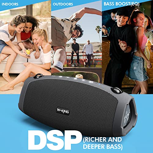 W-KING Portable Loud Bluetooth Speakers with Subwoofer, 70W Portable Outdoor Speakers Bluetooth Wireless Waterproof, Triple Passive Radiators-Deep Bass/Hi-fi Audio/DSP/42H/Power Bank/TF/AUX/EQ/Opener