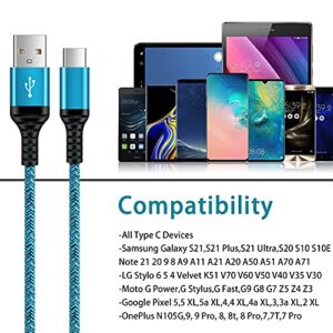 C Charger Cord Fast Charging USB Type C Cable Android charger Cables 6FT 2Pack for Samsung Galaxy S23 S22 S21 S20 Ultra S20+ Note 20 10 S10 S9 Plus A12 A11 A52 OnePlus 8T 9 Google Pixel 6 5 4 4a 3a XL