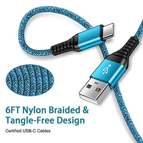 C Charger Cord Fast Charging USB Type C Cable Android charger Cables 6FT 2Pack for Samsung Galaxy S23 S22 S21 S20 Ultra S20+ Note 20 10 S10 S9 Plus A12 A11 A52 OnePlus 8T 9 Google Pixel 6 5 4 4a 3a XL