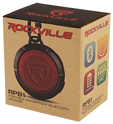 Rockville RPB1 10 Watt Waterproof Portable Handheld Bluetooth Speaker+NFC Loud!, Black