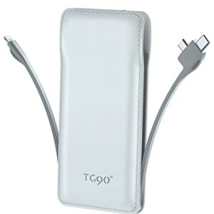 TG90° Portable Charger with Built in Cable, 10000mah Power Bank Portable Charger Type C USB C Cell Phone Thin Slim Lightweight Travel Tiny 5V Backup Battery Pack for iPhone Samsung Android iPad