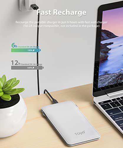 TG90° Portable Charger with Built in Cable, 10000mah Power Bank Portable Charger Type C USB C Cell Phone Thin Slim Lightweight Travel Tiny 5V Backup Battery Pack for iPhone Samsung Android iPad