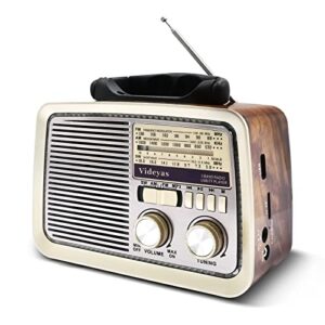 videyas am fm radio vintage radio retro radio portable radio shortwave radio vintage radio with bluetooth speaker usb tf aux mp3 player, ac powered or battery operated retractable metal antenna