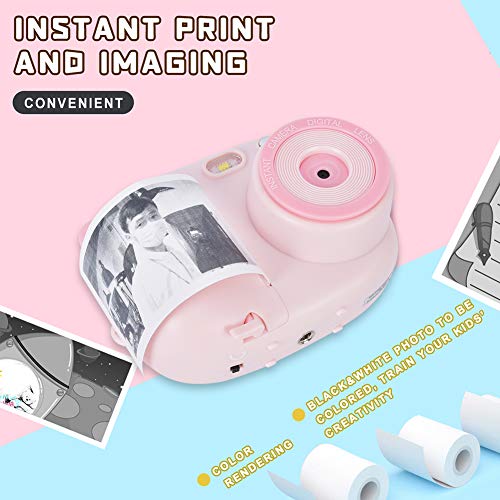 ZRQYHN 24mp Children Digital Camera Printing Take Photos, DIY Graffiti Video Recorder, USB Charging Pink, Single Shot, 10 Seconds Timer Shooting