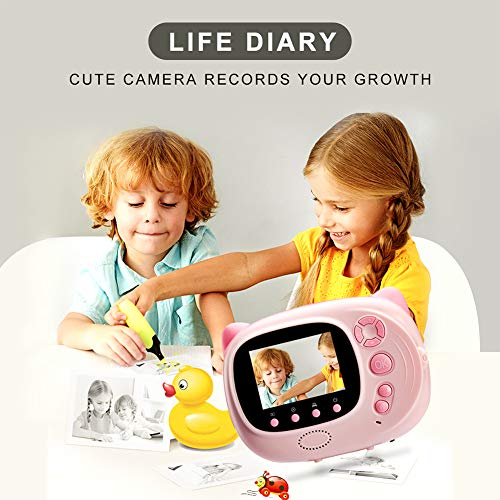 ZRQYHN 24mp Children Digital Camera Printing Take Photos, DIY Graffiti Video Recorder, USB Charging Pink, Single Shot, 10 Seconds Timer Shooting