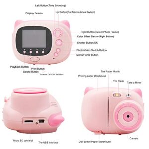 ZRQYHN 24mp Children Digital Camera Printing Take Photos, DIY Graffiti Video Recorder, USB Charging Pink, Single Shot, 10 Seconds Timer Shooting