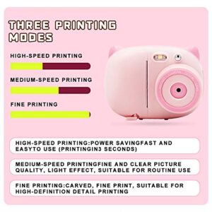 ZRQYHN 24mp Children Digital Camera Printing Take Photos, DIY Graffiti Video Recorder, USB Charging Pink, Single Shot, 10 Seconds Timer Shooting