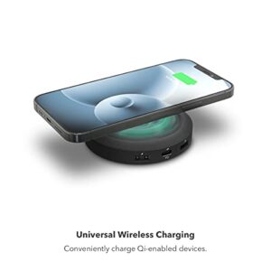 mophie - Wireless Charging hub Universal Wireless Charging hub with USB-A and USB-C Ports. for AirPods, iPhone, Google Pixel, Samsung Galaxy, Qi-Enabled Devices, USB-C and USB-A Devices - Black