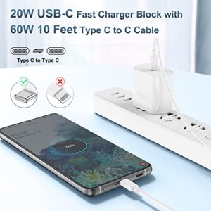 20W USB-C Fast Charger Block with 10 Ft Type C to C Cable (60W), 10 Feet Fast Charger for iPad Pro 11/12.9 2021/2018, iPad Mini 6,iPad Air 4, Google Pixel 6/5 /4/3,Galaxy S21,and More