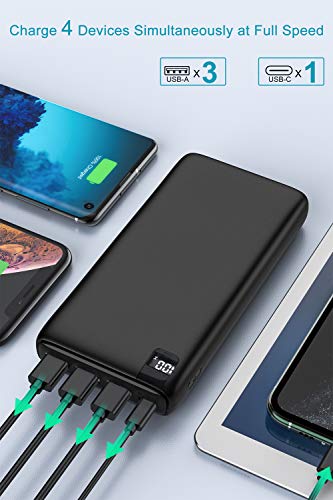 IXNINE Power Bank 26800mAh Portable Charger, High Capacity Phone Charger Compact External Battery Pack with LED Display and 4 Fast Charging Outputs for iPhone Samsung LG etc.