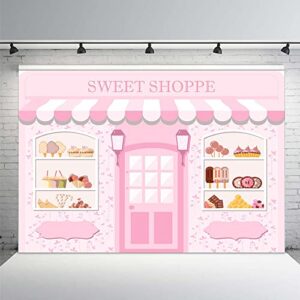 mehofond pink sweet shoppe backdrop dessert parlor for girls birthday photography background kids party banner baby shower donut ice cream cake table decor photoshoot studio props 7x5ft