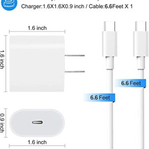 20Watt USB C Fast Charger for 2022/2021/2020/2018 iPad Pro 12.9 inch, iPad Pro 11 inch, New iPad Air 5th/4th, iPad 10th Generation, iPad Mini 6, PD Wall Charger with 6.7Foot USB C to C Charging Cable