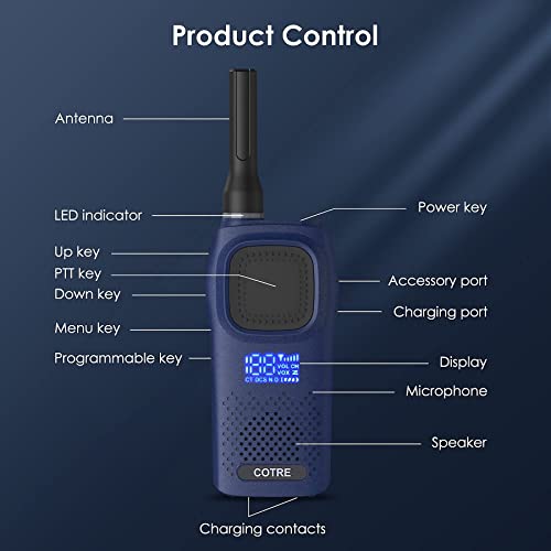 COTRE DMR 2 Way Radio - Digital&Analog Business Walkie Talky for Adults, Up to 2W Long Range Walky Talky, Automatic Backlight LED Screen, 30H Standby Time, 2 Charging Mode