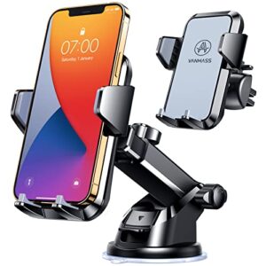 vanmass [upgraded] cell phone holder car [anti-slip soft silicone & powerful suction] dashboard windshield universal phone car mount, compatible with iphone 14 13 12 11 pro max &truck/suv/jeep (gray)