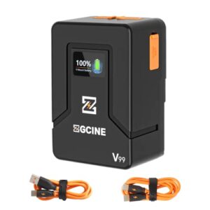 zgcine v99 v-mount battery 99wh 14.8v 6800mah for video camera camcorder broadcast with usb-c pd input & output/d-tap/usb-a output,v-lock battery compatible with bmpcc 6k pro/canon eos r5c/sony fx3