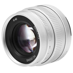 camera lens 35mm f1.2 large aperture portrait manual lens for canon m3/m5/m6/m6 ii/m10/m100/m50 large aperture lens(silver)
