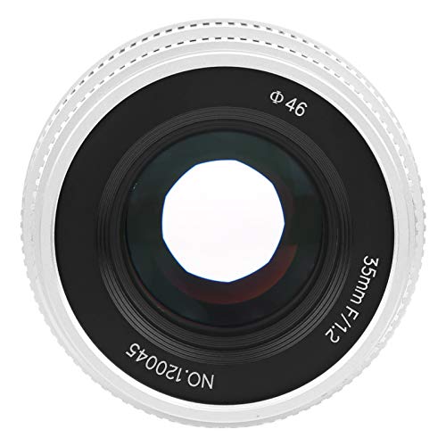 Camera Lens 35mm F1.2 Large Aperture Portrait Manual Lens for Canon M3/M5/M6/M6 II/M10/M100/M50 Large Aperture Lens(Silver)