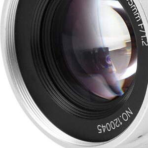 Camera Lens 35mm F1.2 Large Aperture Portrait Manual Lens for Canon M3/M5/M6/M6 II/M10/M100/M50 Large Aperture Lens(Silver)
