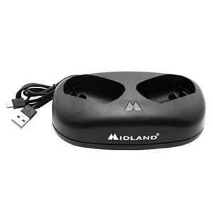 midland – avp23 dual desktop charger with usb cable – recharging station for two x-talker t51 series radios