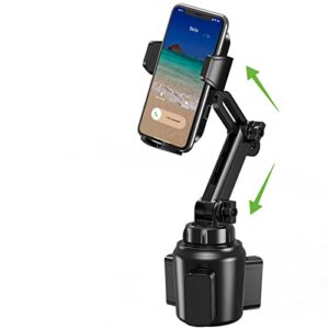 [upgraded] cup phone holder for car, eocaho universal [no shaking] cup holder phone mount with expandable base for car truck, adjustable cell phone holder car,compatible with iphone samsung all phones