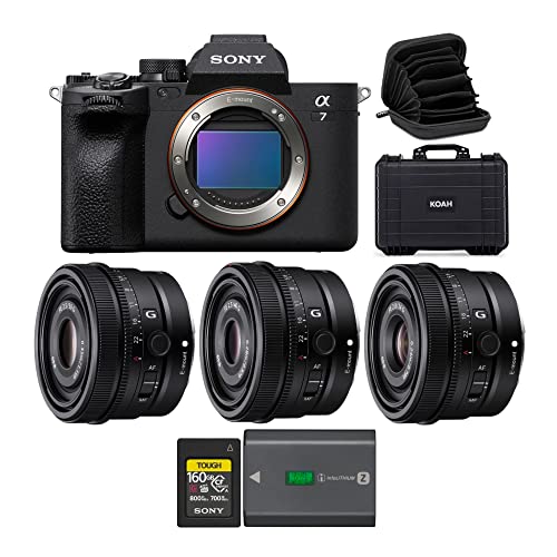 Sony Alpha 7 IV Full-Frame Mirrorless Camera (Body) Bundle with Sony Full-Frame Ultra-Compact G Series Lenses, Memory Card, Rechargeable Battery Pack, Hard Case and Filter Case (8 Items)