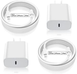 etl certified iphone 11 12 13 fast charger 3 ft,20w apple fast charger with usb c to lightning cable 3ft (mfi certified),type c fast wall plug with cord for iphone mini/pro/pro max (2-pack)