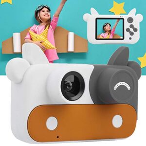 Cow Children Camera, Mini Cartoon Digital DV, Game Gift, 400mAh Large Capacity Battery,Small size and lightweight,specially designed for children, with USB charging cable,With lanyard(Brown)