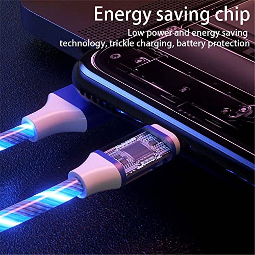 plok 3 in 1 LED Flowing Light Up Charger Cable,Multi Charging Cable,Micro Type-C Charging Cable,USB-C Fast USB Charger Cord for