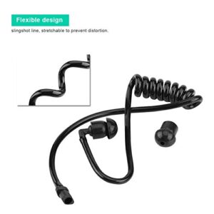 Zerone Coiled Acoustic Tube Replacement for Two-Way Radio Audio Kits Headset Walkie Talkie Earpiece Packed of 5 Pieces with Ear Tips-Black