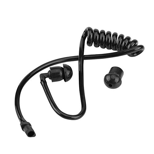 Zerone Coiled Acoustic Tube Replacement for Two-Way Radio Audio Kits Headset Walkie Talkie Earpiece Packed of 5 Pieces with Ear Tips-Black