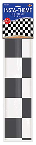 Beistle Black and White Checkered Photo Backdrop, 4' x 30'