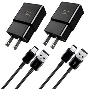 adaptive fast type c charger compatible samsung galaxy s21+ s21 ultra 5g s9 s8 plus s10 s10e s20 fe note 8 9 10 20 plus, 2 pack charging adapter + 2 pack 6.6ft usb-c cables