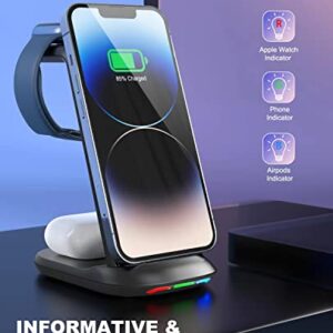 Wireless Charging Station,3 in 1 Fast Charger Stand Compatible with iPhone 14/13/12/11 Pro Max/X/Xs Max/8/8 Plus, iWatch Series ultra/8/7/6/5/SE/4/3/2, AirPods 3/2/pro/pro 2