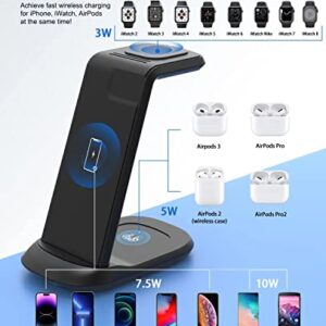 Wireless Charging Station,3 in 1 Fast Charger Stand Compatible with iPhone 14/13/12/11 Pro Max/X/Xs Max/8/8 Plus, iWatch Series ultra/8/7/6/5/SE/4/3/2, AirPods 3/2/pro/pro 2