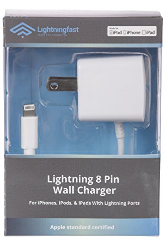 Lightningfast Fast Charger iPhone 14 Charger Block - Rapid 2.1a iPhone Fast Charger - Works With 20W 30W - Certified Lightning Apple Charger Block for iPhone 13 Pro Max Charger - Pins Fold - White 3ft