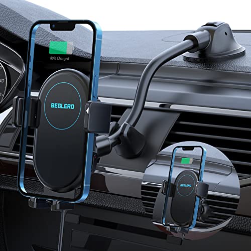 Wireless Car Charger, 15W Qi Fast Charging, Auto-Clamping Car Wireless Charger, Air Vent Dashboard Car Phone Holder Compatible with iPhone 14 13 12 11/Pro Max/XR/XS/X/8, Galaxy Note 20/S20/S10, etc